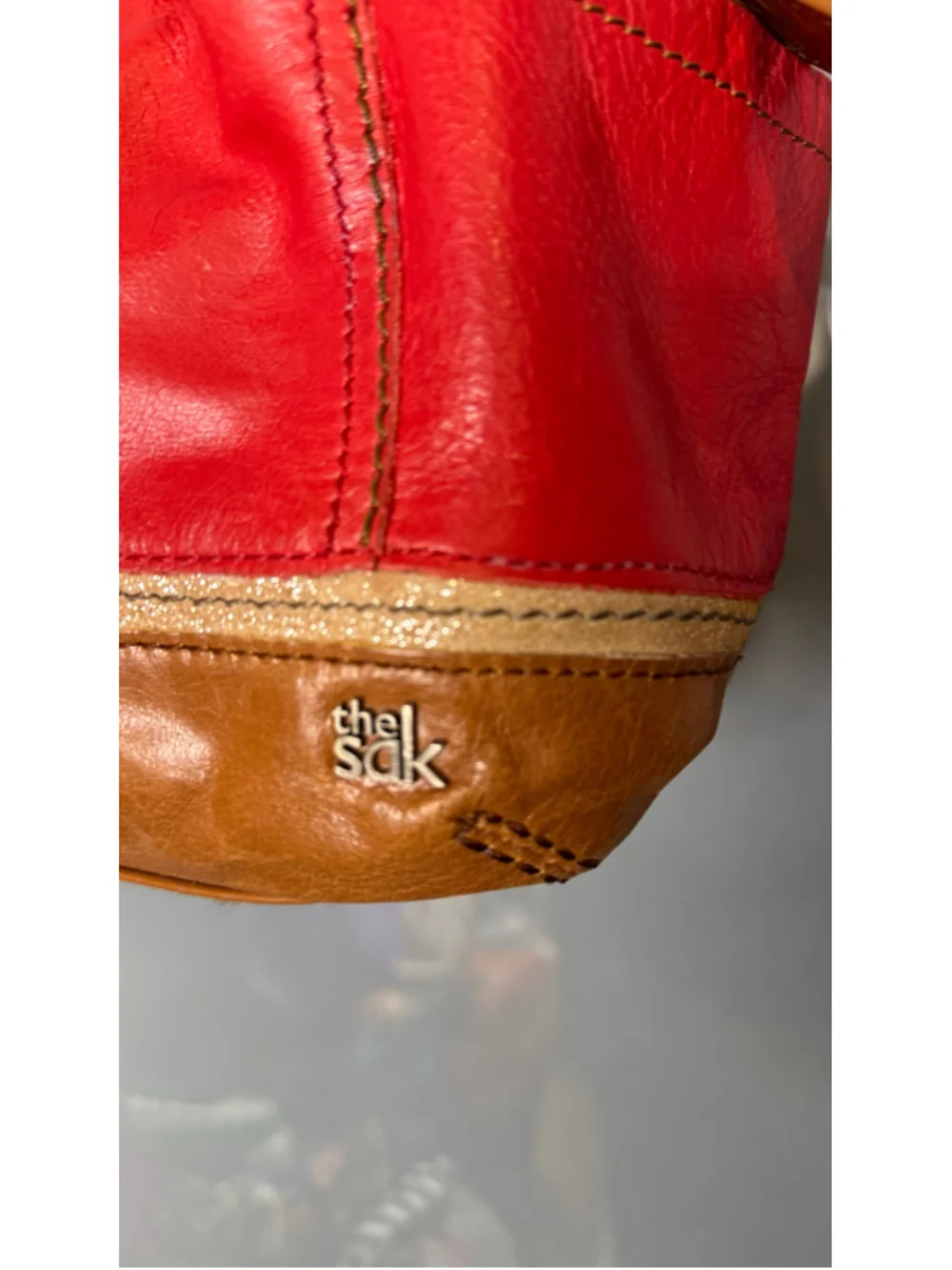The Sak Leather Hobo Bag Red and Brown